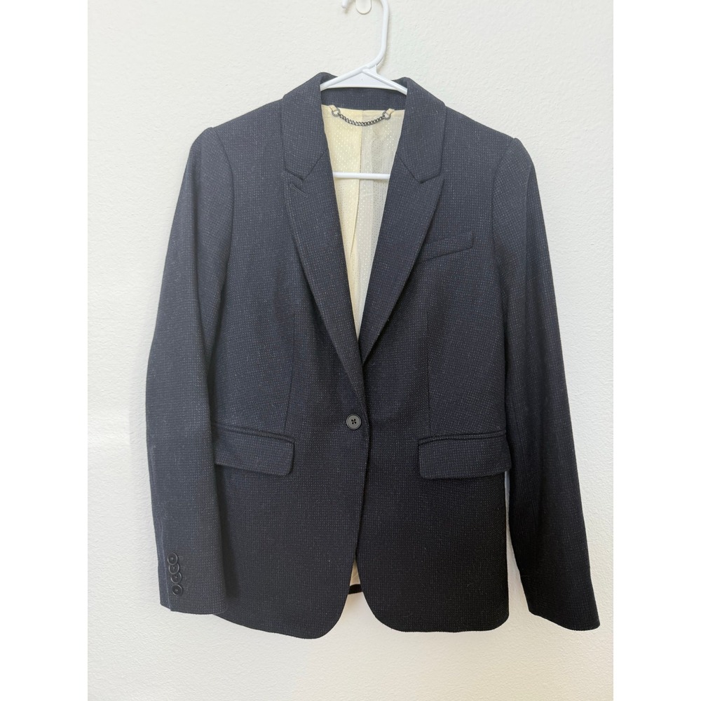 Jigsaw Womens Jacket 6 Navy Wool Tailored Blazer Single‎ Button Work Business - Picture 4 of 10